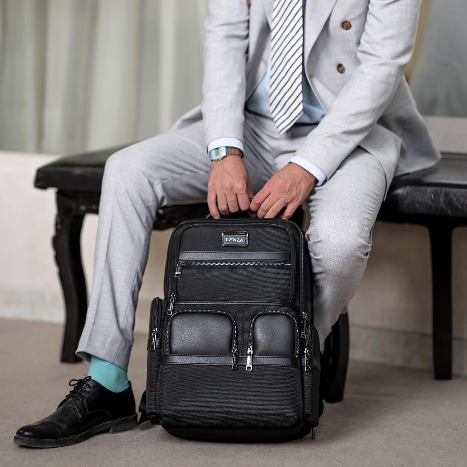 Laptop Business Backpack for Men & Women, Work Backpack Fits 15.6 Inch, Premium Quality Travel Bag with USB Charging Port, Water-Resistant, Durable Ballistic Nylon, Bookbag with Multiple Pockets - Image 7