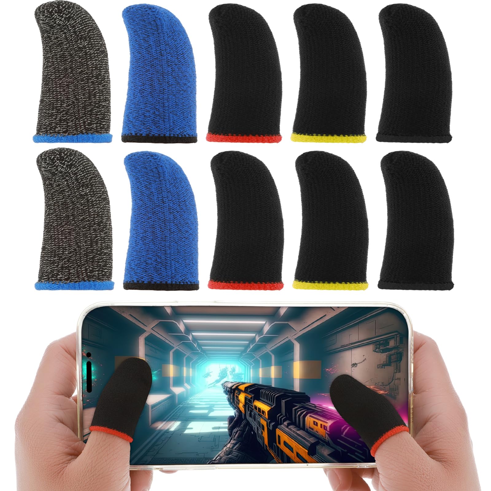 Teaaha 30PCS Finger Sleeves, Sweatproof Anti-Slip Gaming Finger Cover Breathable Thumb Gloves for Mobile Gaming Grip Pain-Relief Mobile Phone Gaming Finger, Compatible with All Touchscreen Devices