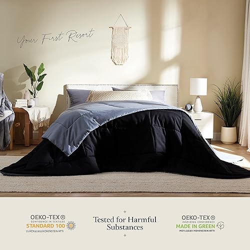 Miniatura 8 de BELADOR Edredón para todas las estaciones edredón de cama tamaño King edredón alternativo de plumón grande edredón ligero de felpa media relleno de
