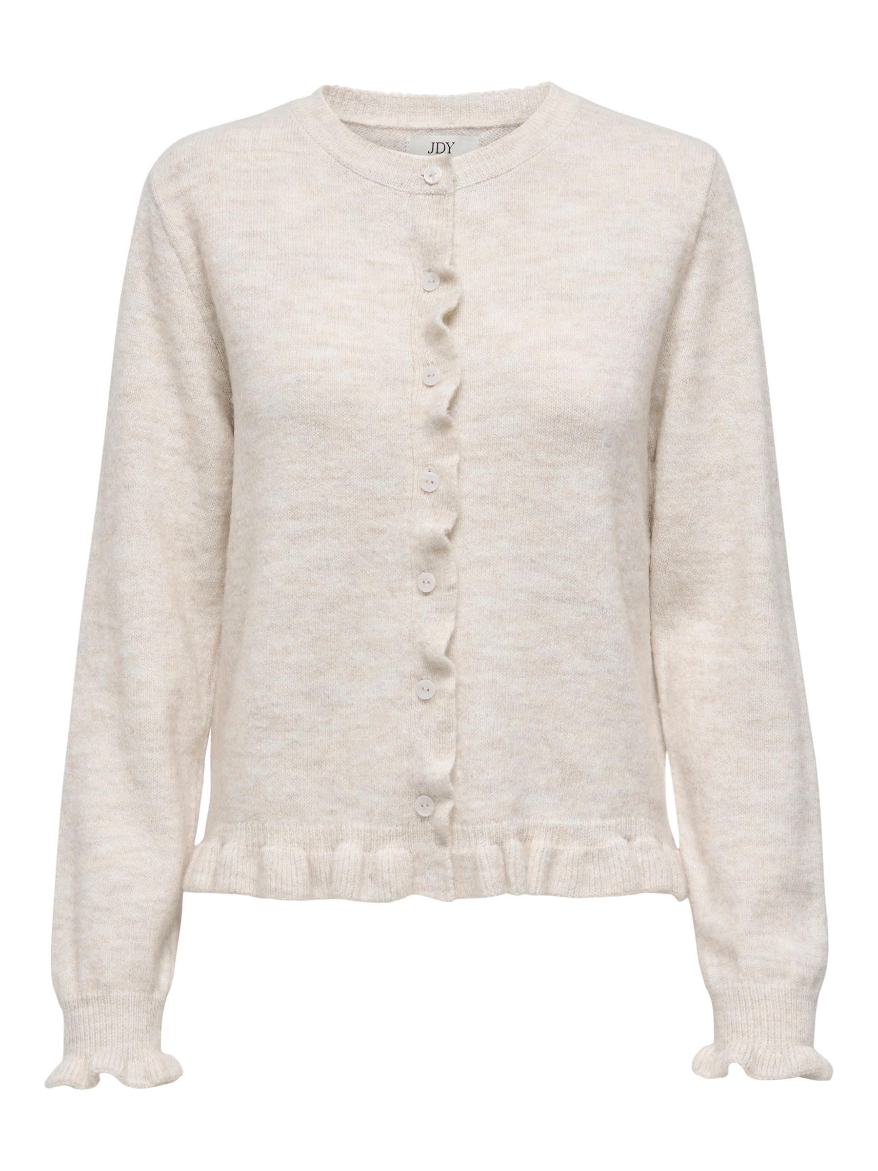 JdY Letty L/S On Frill KNT Noos Cardigan, Birch, S