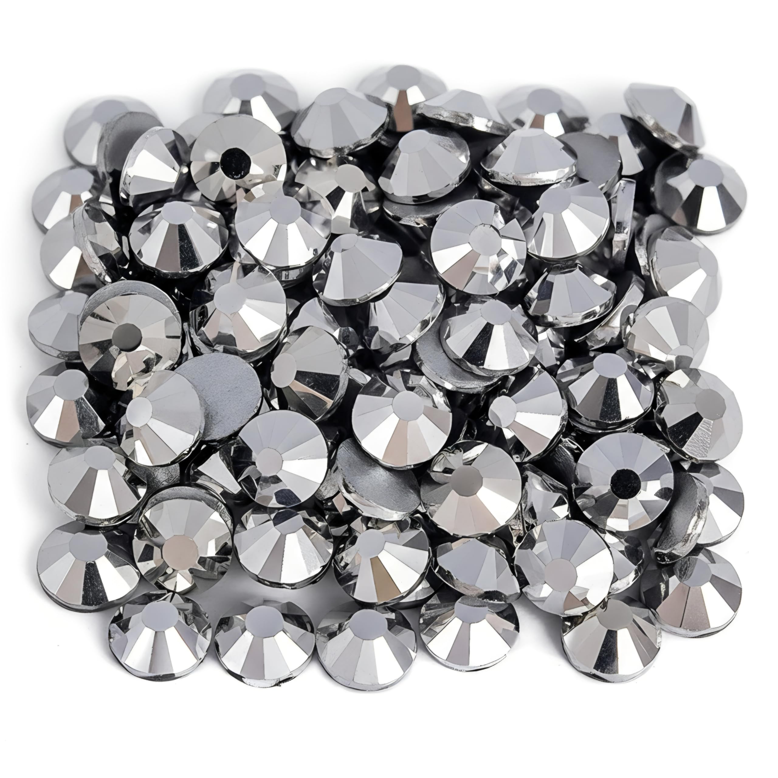 MajorCrafts® 140pcs 10mm ss50 Large Round Flat Back Non-hotfix Glass Cut Rhinestones Arts & Crafts Gems (Metallic Silver)