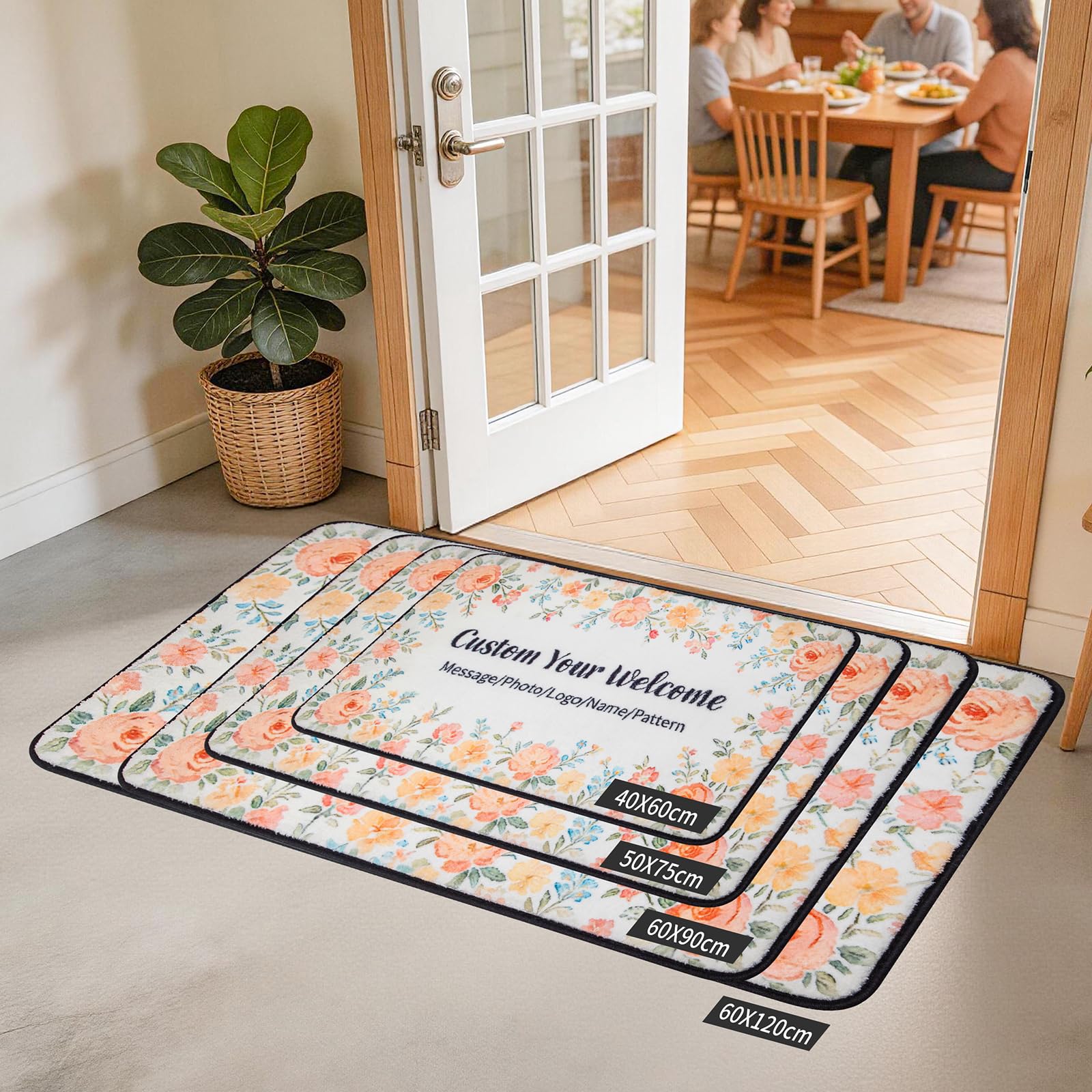 Zerbino Personalizzato con Foto, Logo e Nome, Zerbino Ingresso Esterno Lavabile in Lavatrice Antiscivolo, Tappeto Personalizzato Regali per Casa Nuova (60 x 90 cm)