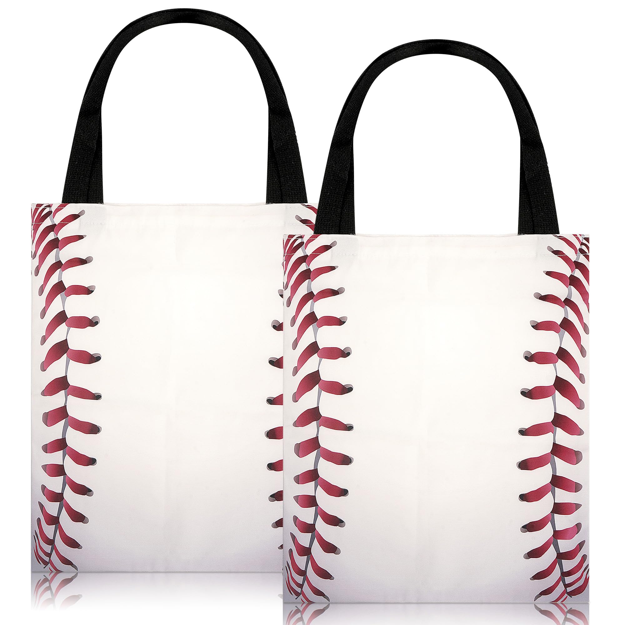 Linkidea 2 Pack Baseball Gift Bags with Handles, Reusable Cotton Tote Bags for Party Favors, Coach Gifts, Team Events, Baseball Fan Souvenirs