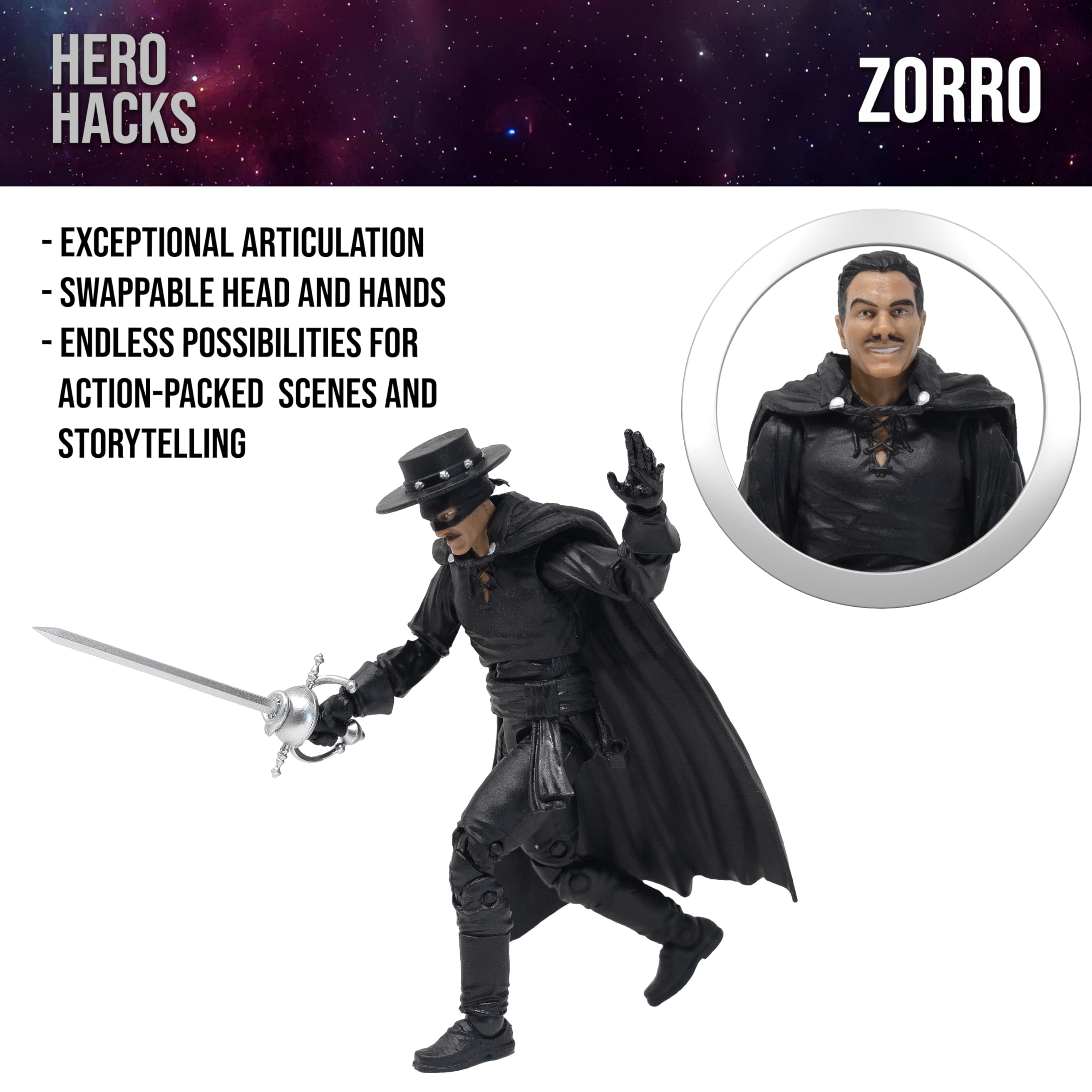 Buy Boss Fight Studio Hero H.A.C.K.S. Zorro, Wave 1 Action Figure