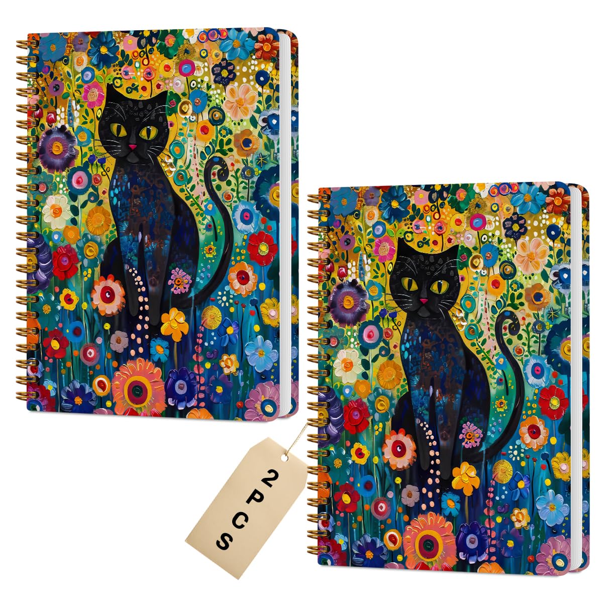 2 Packs Cat Spiral Notebook, Cat Themed Gifts for Women Teacher