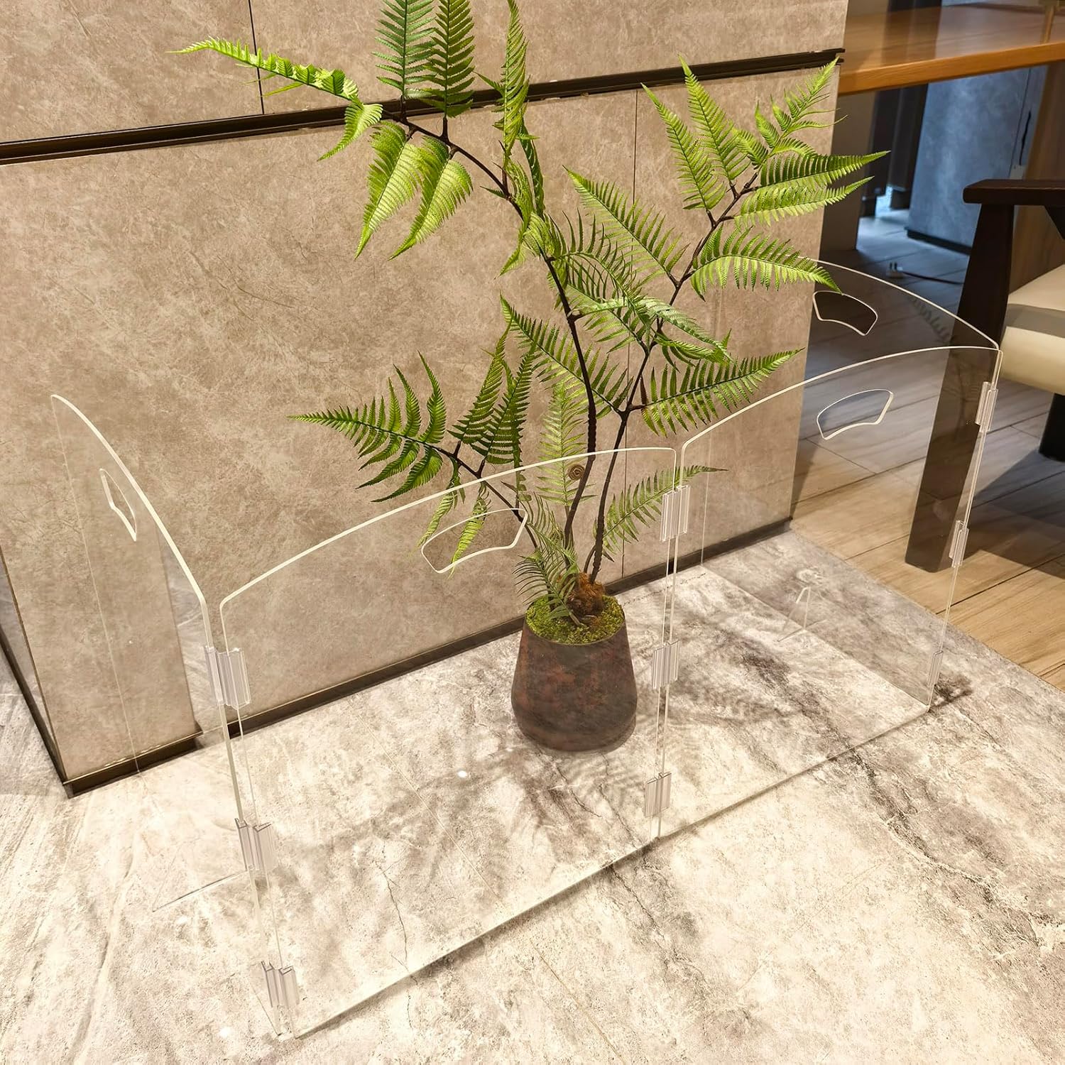 Clear Freestanding Dog Gate for Indoor Use,Pet Gates for Doorways no Drilling,Acrylic Foldable Dog Gate for Stairs with Support Feet (4 Panel - 80''W x 23''H)