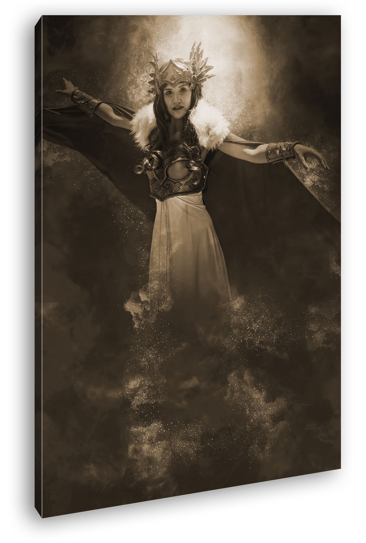 deyoli Formato gigante 120 x 80 effetto: seppia come tela, motivo già incorniciato su telaio in vero legno, stampa digitale di alta qualità con cornice, nessun poster o poster