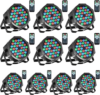 Dj Lights, 10 Pack 36 LED Par Lights Stage Lights with Sound Activated Remote Control & DMX Control, Stage Lighting Uplights for Wedding Club Music Show Christmas Holiday Party Lighting