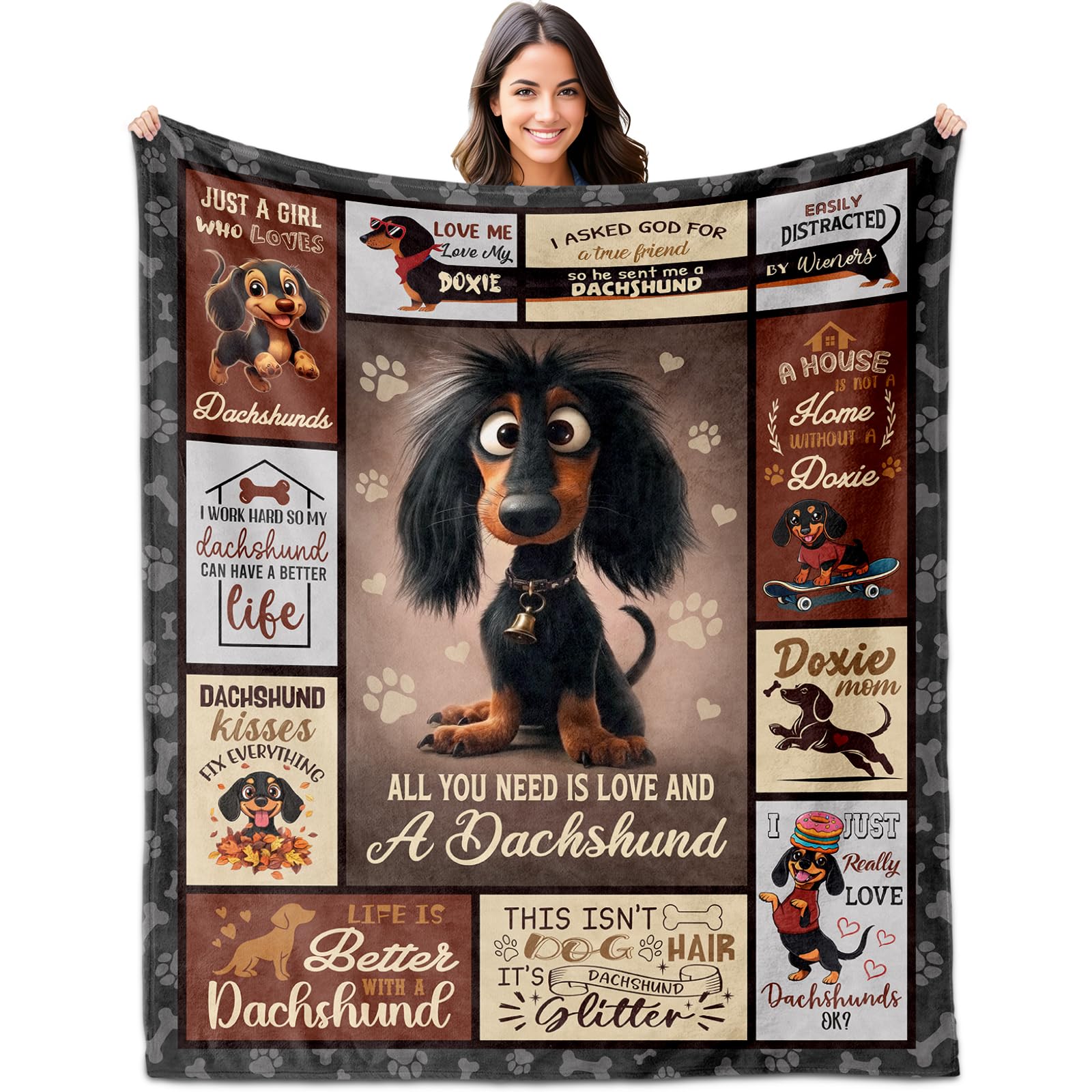 Regalos de perro salchicha para mujer, manta de 50 x 60 pulgadas, regalos de perros salchicha para mujeres, cumpleaños para mamá Dachshund, madres Doxie, dueños de dackel