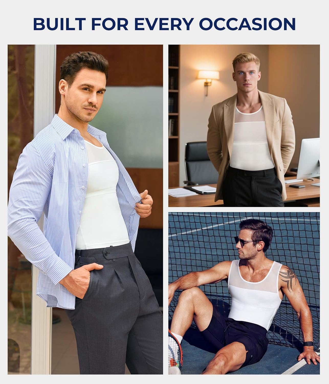 Men Body Shaper Slimming Vest Tight Tank Top Compression Shirt Tummy Control Underwear Moobs Binder - Image 6