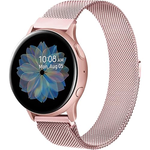 YILED Metal Bands for Samsung Galaxy Watch Active 2 40mm 44mm / Galaxy Watch Active, 20mm Stainless Steel Mesh Watch Strap for Galaxy Watch 3 41mm / Galaxy Watch 42mm