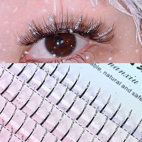 Pestañas postizas de diamante con diamantes de imitación brillantes para maquillaje, extensiones de pestañas individuales, racimo de pestañas