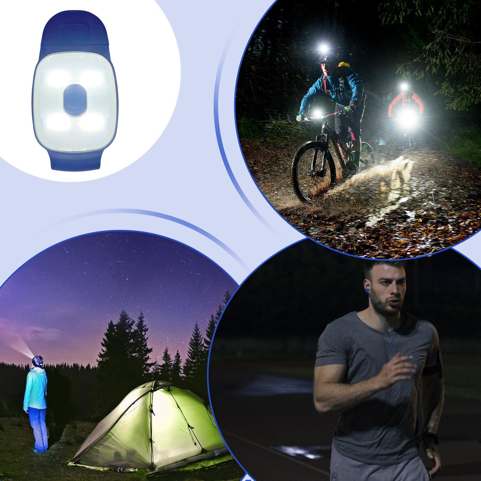 Teksome Luci da corsa indossabili, torce a LED ricaricabili con clip, luce da jogging indossabile, luce da corsa portatile per attività all'aperto