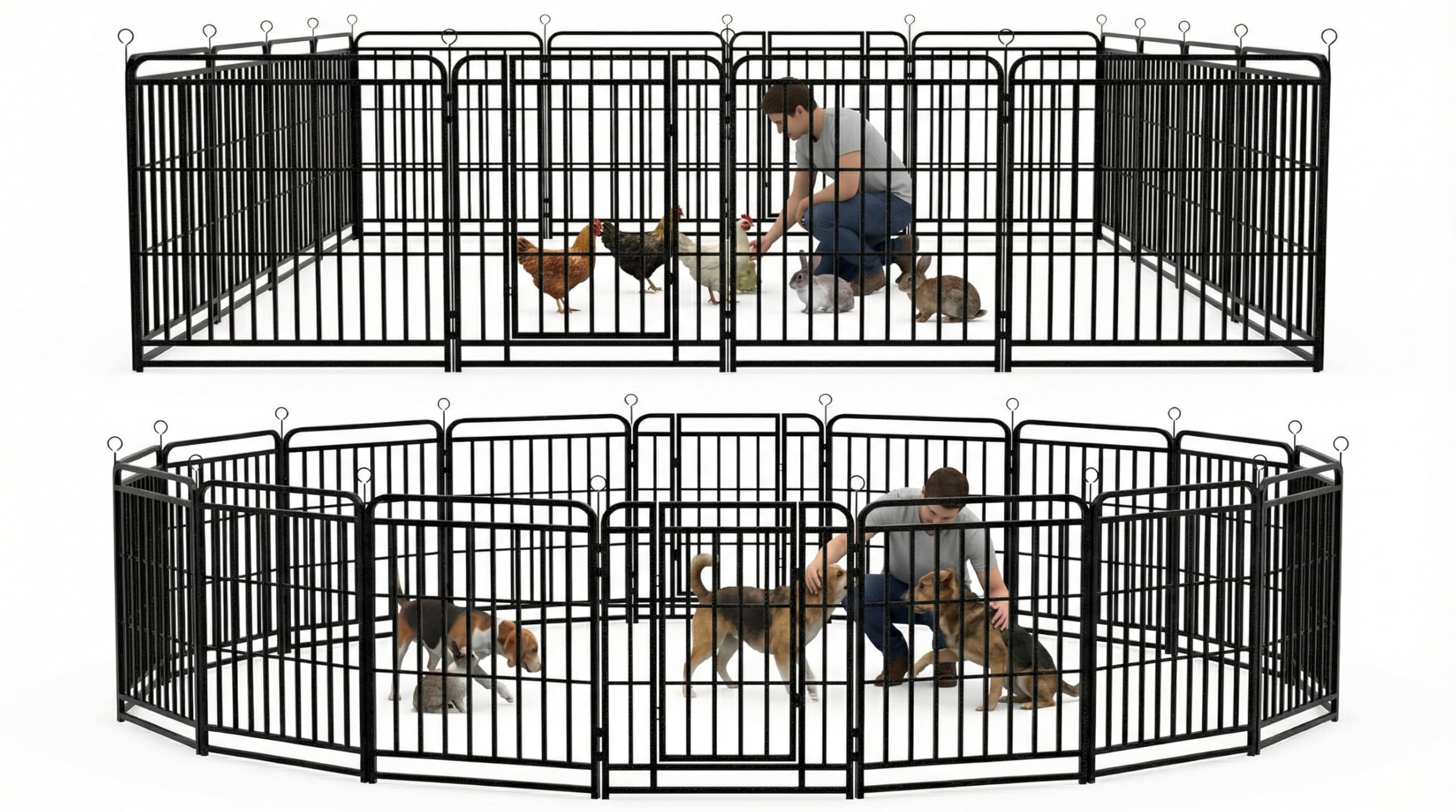 Dog Fence Outdoor for Yard 16 Panels 40'' Rustproof Metal Dog Playpen