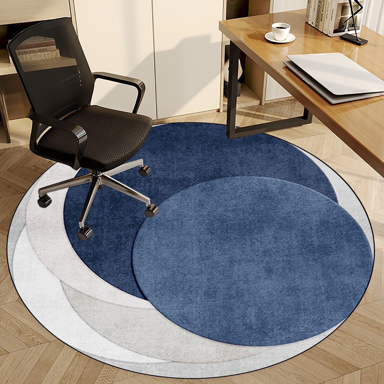 Fzamudng W1-99 Office Chair Mat, Home Multi-Purpose Low-Pile Chair Carpet Hard Floor Protector Mat, Round Desk Chair Mat 90 Cm, Non-Slip Computer Gaming Chair Mat, Floor Protectors For Rolling Chairs