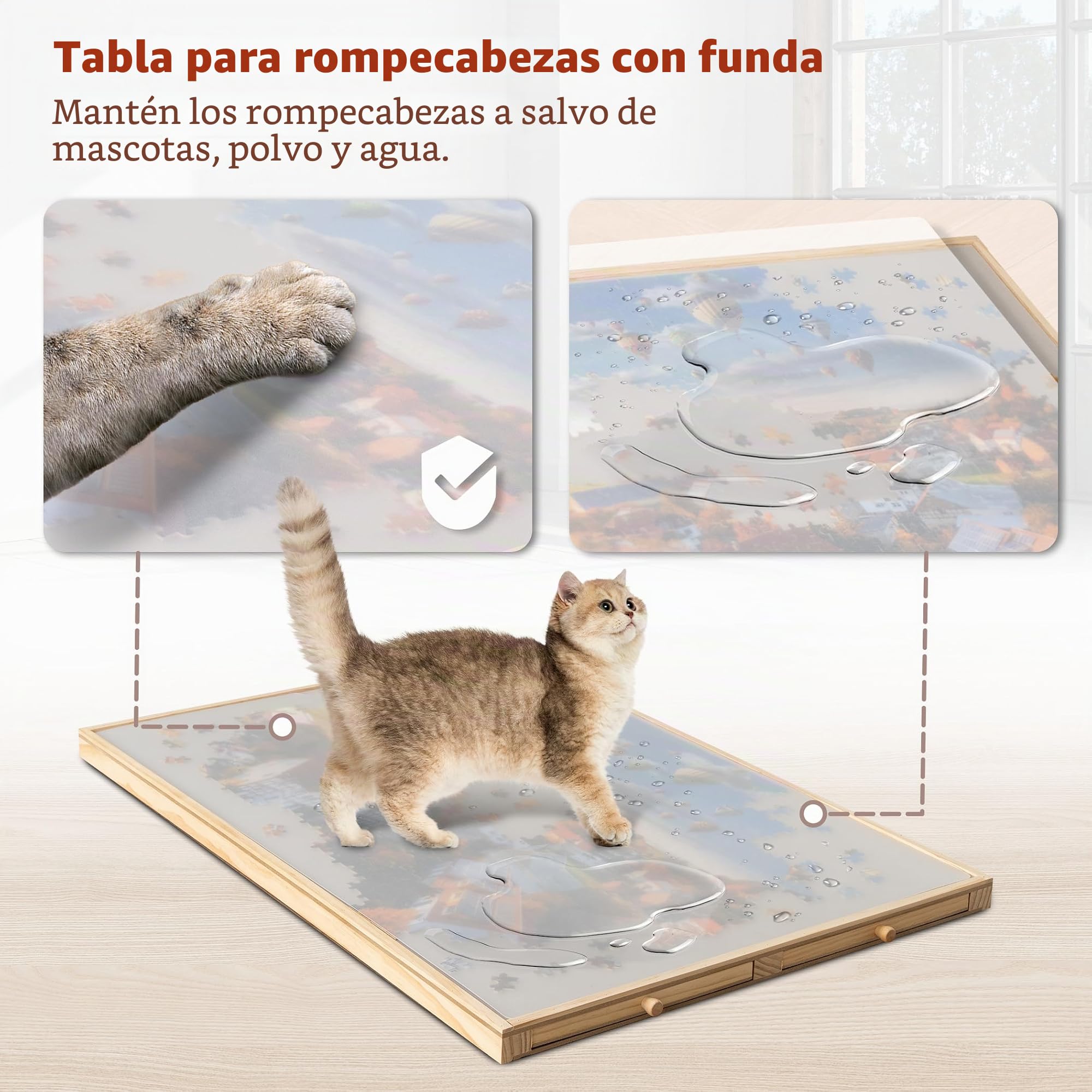 Becko US Tablero de rompecabezas inclinable de 1000 piezas a partir de 3 años con 4 cajones y cubierta coloridos, mesa de rompecabezas ajustable con caballete/soporte integrado, mesas portátiles con
