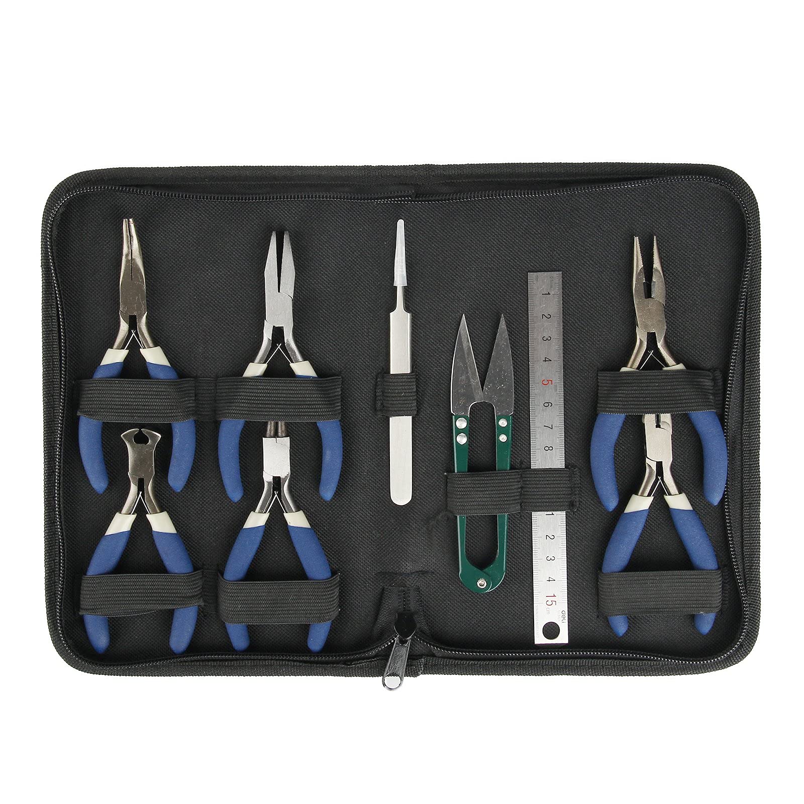 SUNNYNEST 9-Piece Jewelry Making Tool Kit โ Complete DIY Set with Pliers, Scissors, Ruler & Storage Case for Beading and Earring Repair