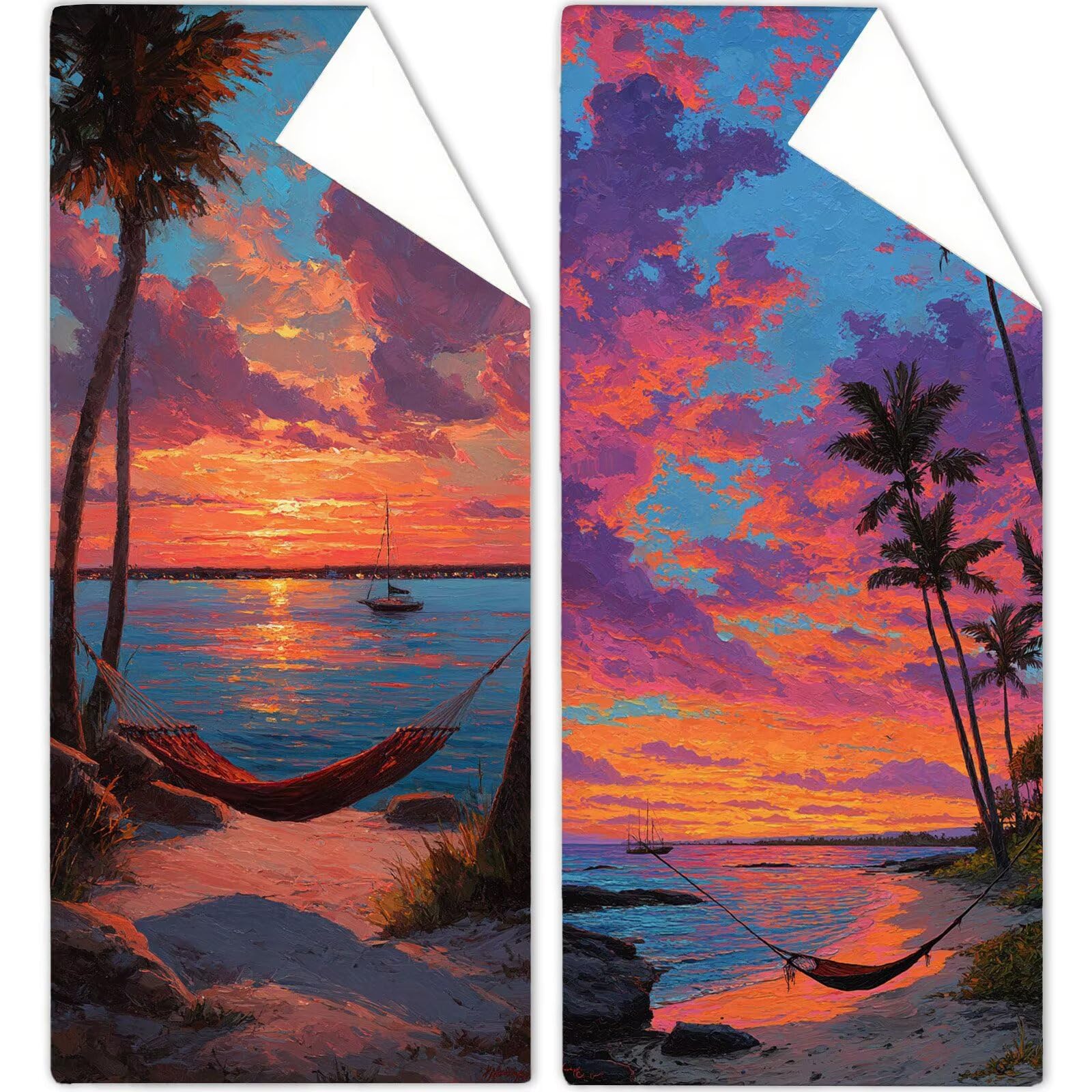 Mikrofaser Strandtuch 100x200cm, Sonnenuntergang Strandtuch Sommer Saunahandtuc 2 Stück Stranddecke Sandfrei, Schnell Trocknendes, Saugfahiges Strandmatte für Reise Urlaub Schwimmen Camping OC-577