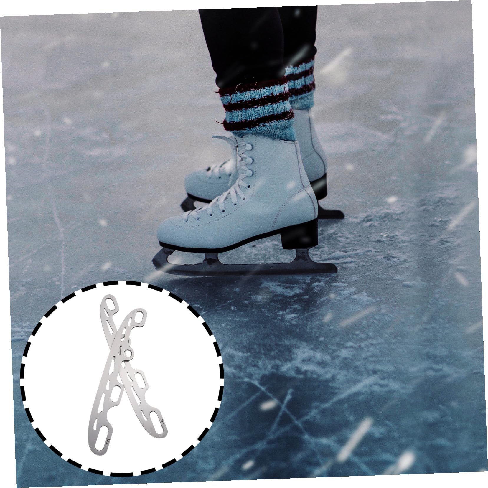 Alasum Cuchillas De Patinaje sobre Hielo para Patines Y Hockey Hojas De Reemplazo De Metal 2 Unidades con 16 Tapones 9.96 X 1.57 X 0.11In Recambio para Zapatos De Patinaje