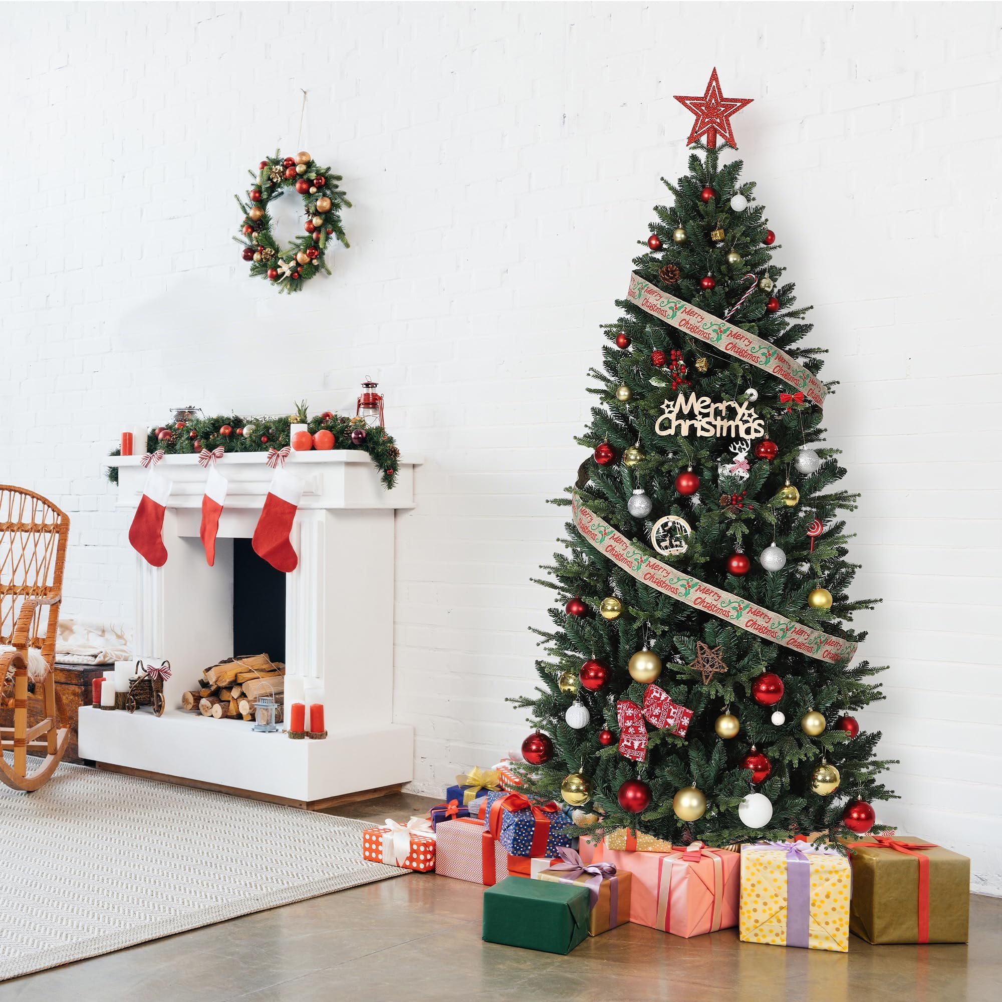 Zstar hochwertig künstlicher Weihnachtsbaum – 150 cm Nordfichte, dicht, aus PE/PVC, innovatives Schirmsystem, langlebig & nadelfrei, perfekte Dekoration – 5FT (Europe)