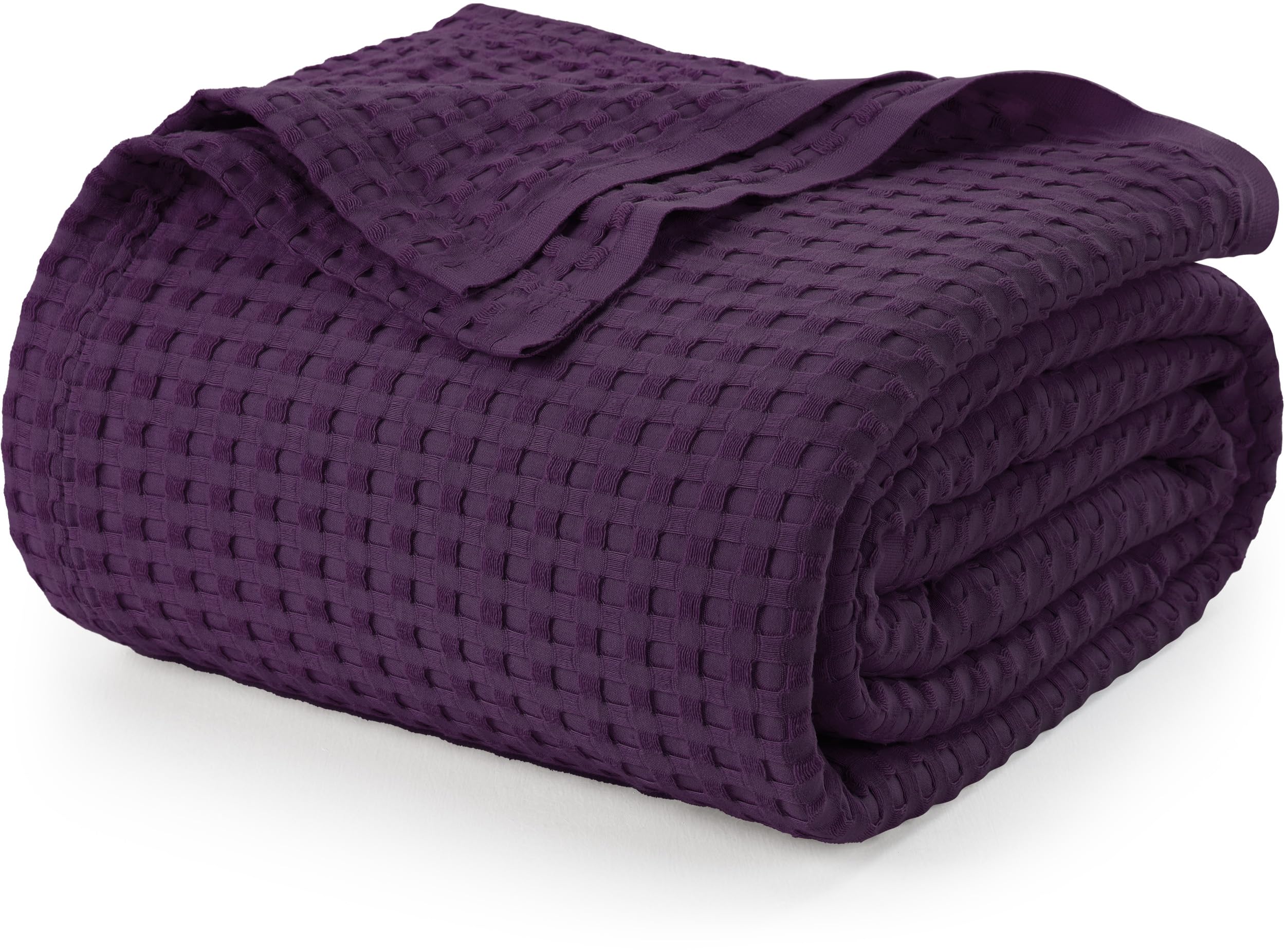 Utopia Bedding Cotton Waffle Blanket 300 GSM (Plum - 228x182 cm) Soft Lightweight Breathab...