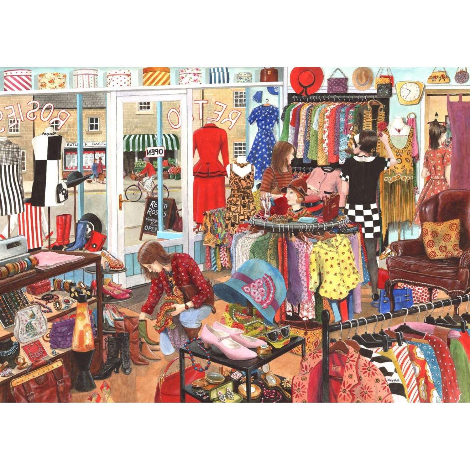 The House of Puzzles - Retro Rosie's Jigsaw - 1000 Piece Jigsaws For Adults, Artist Illustrated, Deluxe Puzzle Gifts