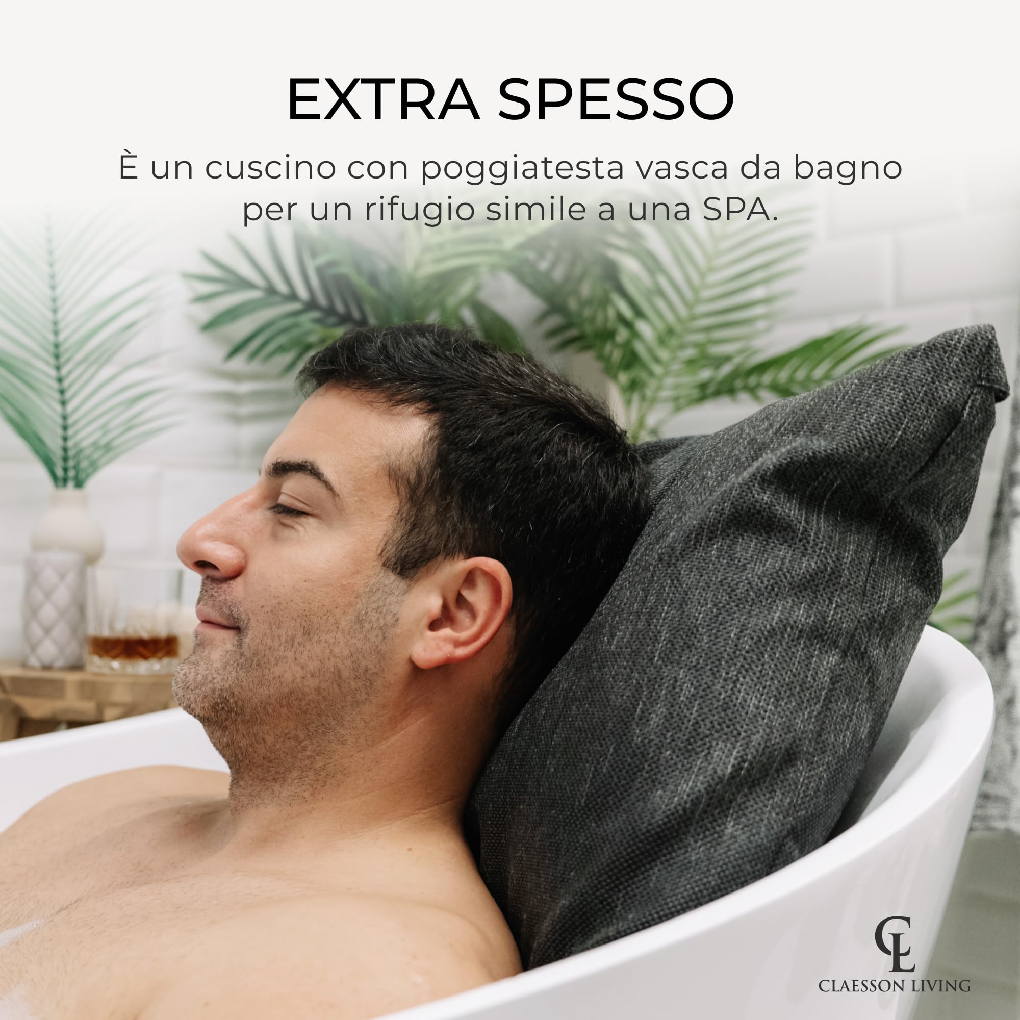 Cuscino vasca da bagno - Spesso e comodo, per supporto testa, collo e schiena - Materassino vasca da bagno lavabile e a rapida asciugatura, perfetto per bagno rilassante in casa - Grigio scuro