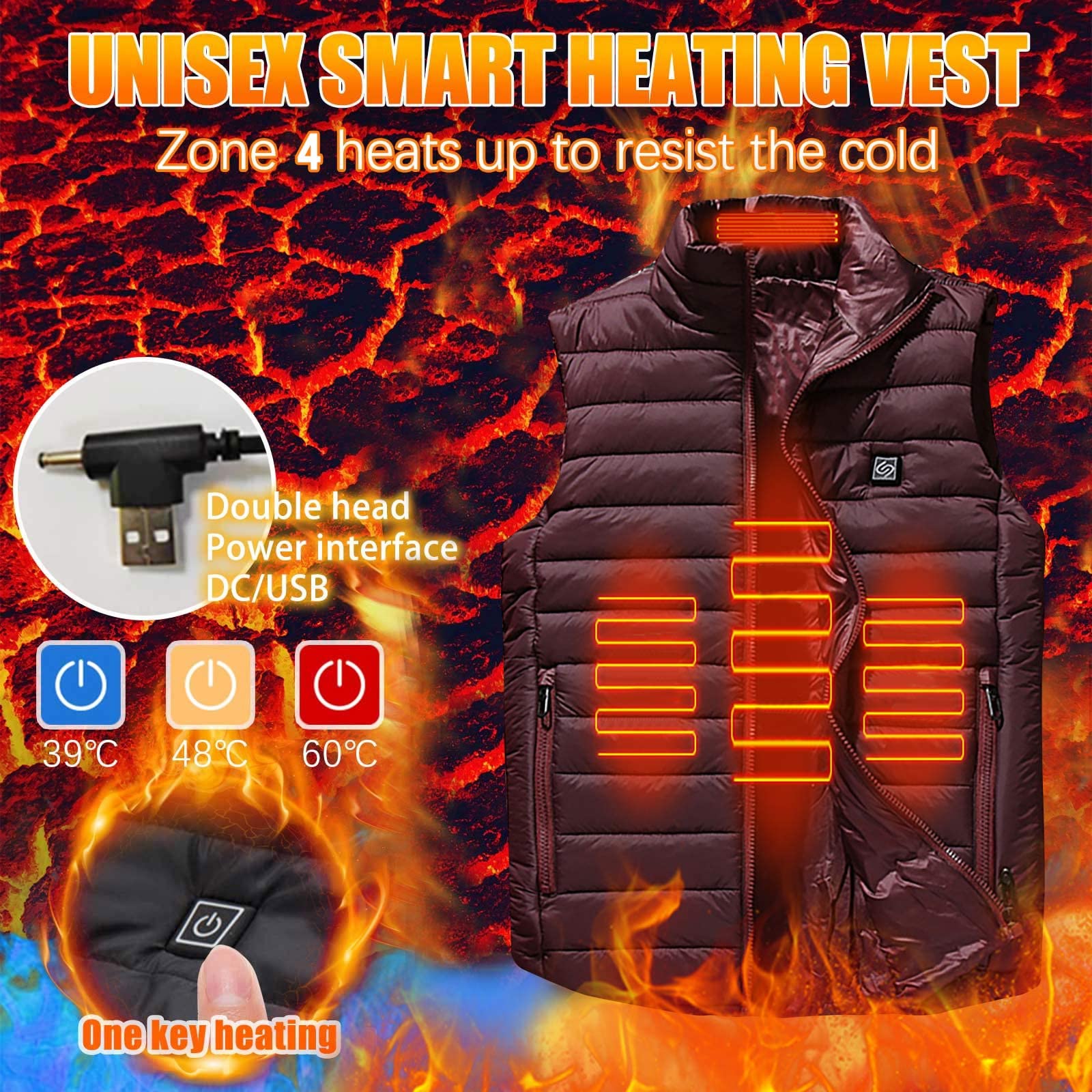 Podgrzewana kamizelka męska UK Warming z USB, podgrzewane kurtki elektryczne dla kobiet, zmywalna odzież podgrzewana z 1 strefą grzewczą, kamizelka grzewcza do wędkowania na motocyklu