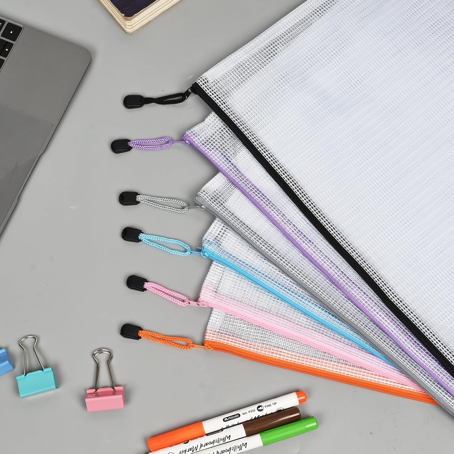 12 Pack A3 Mesh Zipper Pouch Bags, Waterproof Zipper Pouches for Puzzle Storage, Board Game Storage, Travel, Office and Home Organize - Image 5