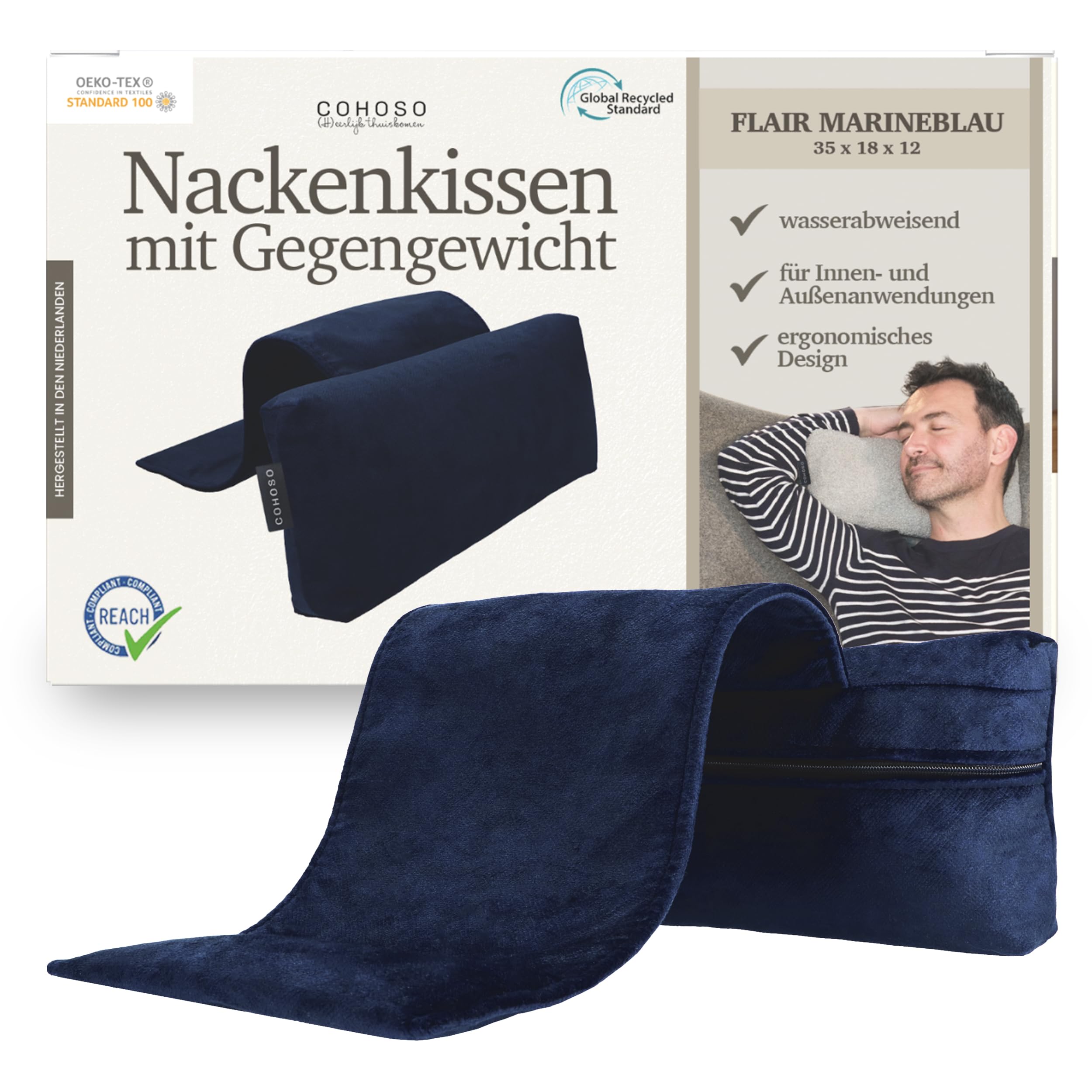 COHOSO Nackenkissen mit Gegengewicht - Ergonomisches Nackenstützkissen, Höhenverstellbar für Sessel Sofa Couch