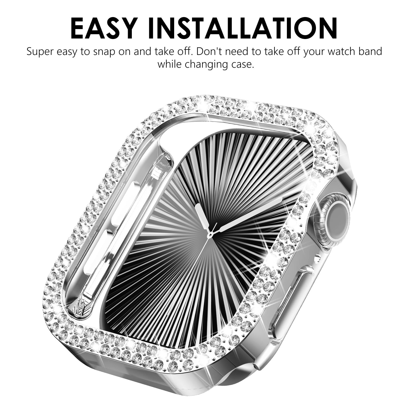 NewWays 2 Pack Compatible with Apple Watch Series 11/10 42mm Case Built-in Screen Protector,Women Diamond Bling Cases for iWatch Series 11/10 42mm,Silver/Clear — view 6