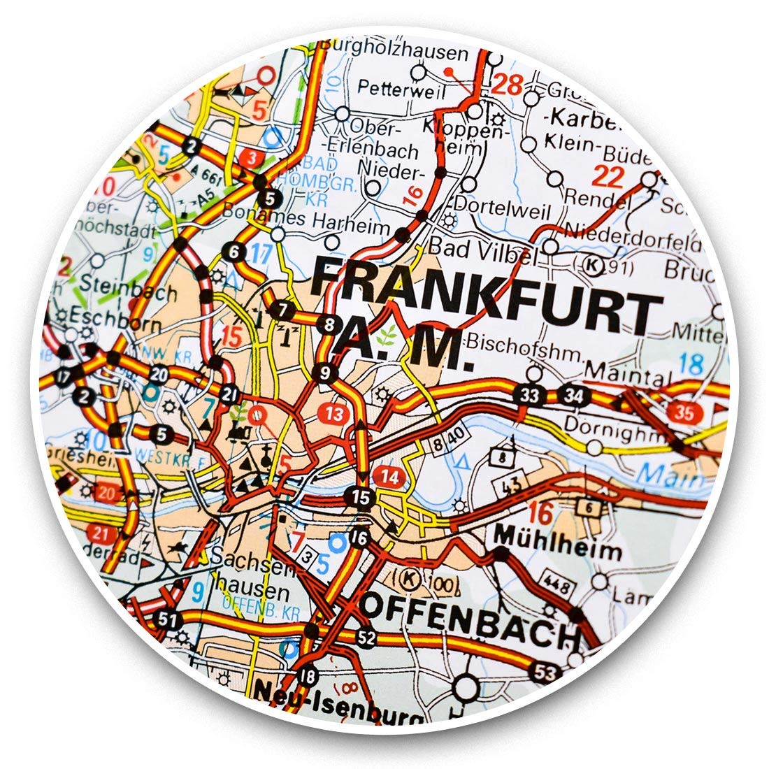 Destination Vinyl Ltd Frankfurt Am Main Germany German Travel Map 45064 2 X 7.5Cm Vinyl Stickers - Frankfurt Am Main Germafunny German Travel Map Decals 45064