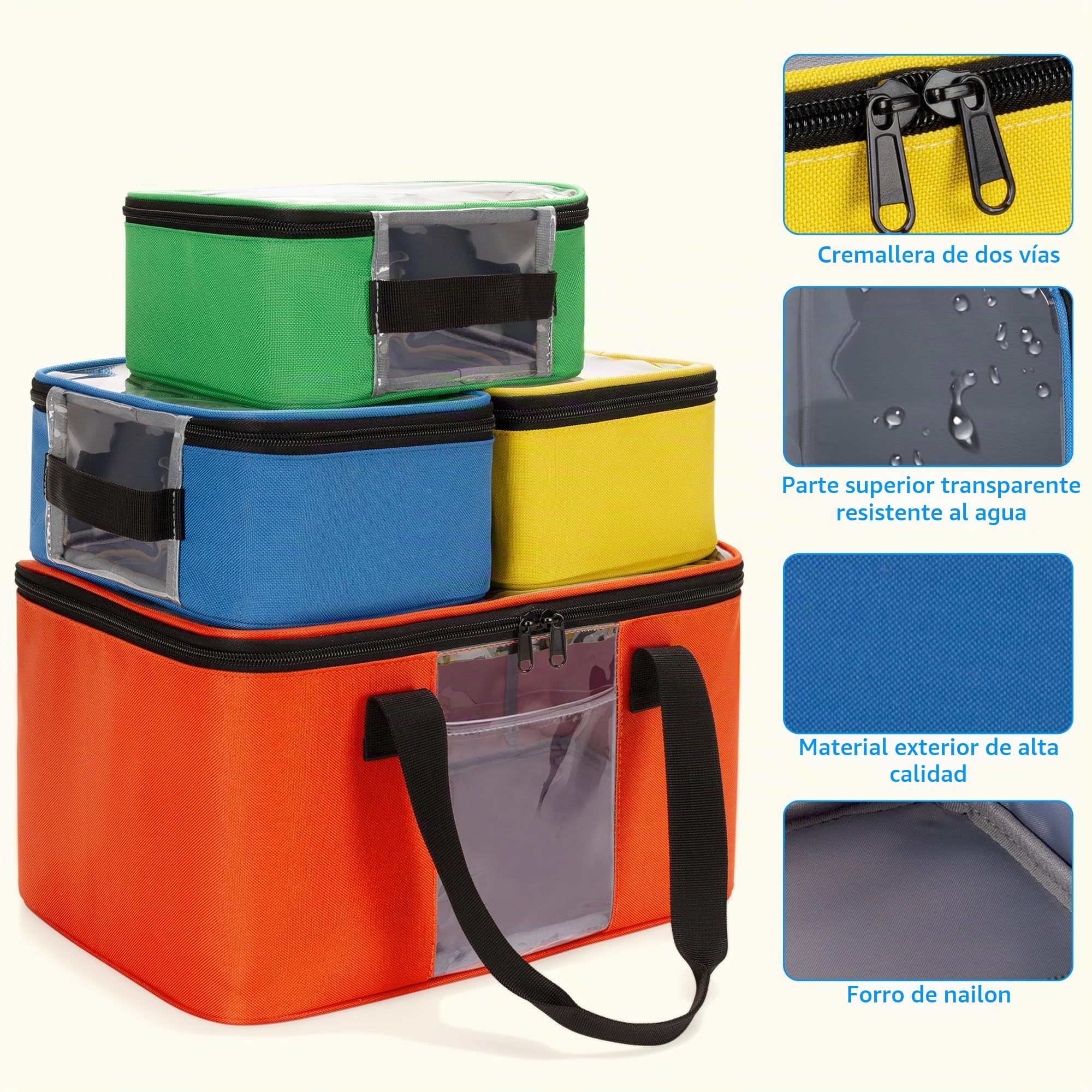 Rexmica 4 Piezas Bolsa de Almacenamiento de Juguetes, bolsa de transporte para Bloques de Construcción, bolsa de almacenamiento para Bloques de Construcción Magnéticos
