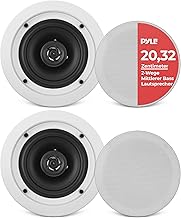 Pyle Deckenlautsprecher, 200W- Einbaulautsprecher, Deckenlautsprecher Bluetooth, Wandlautsprecher, Ceiling Speaker, 16.5cm Flache Deckeneinbaulautsprecher, 2 Wege Lautsprecher, Midbass Woofer