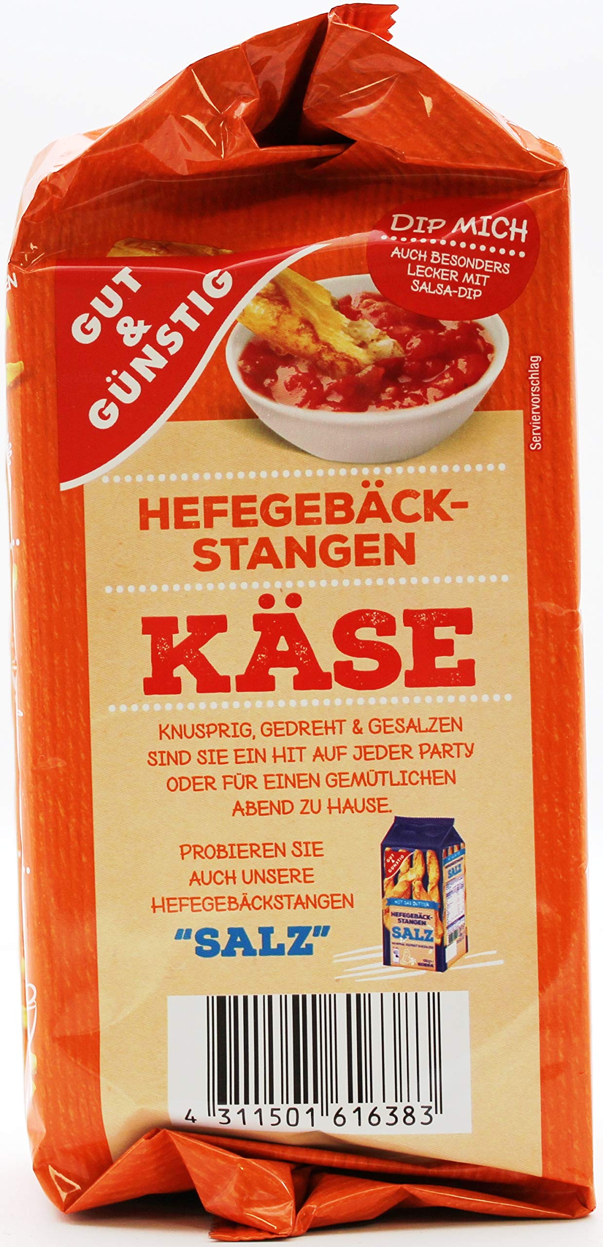 Gut & Günstig Hefegebäckstangen mit Käse, 12er Pack (12 x 150g)