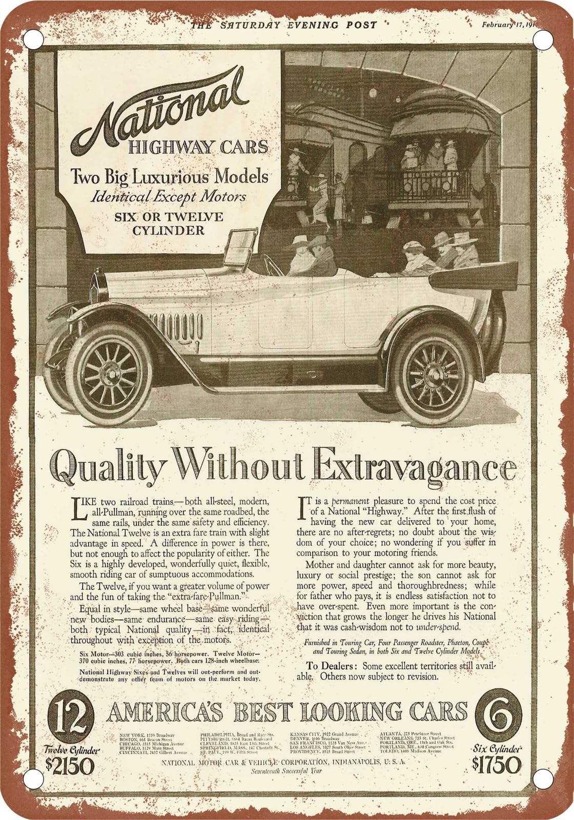 METAL SIGN - 1917 National Vintage Ad 05 - Old Retro Rusty Look home decor