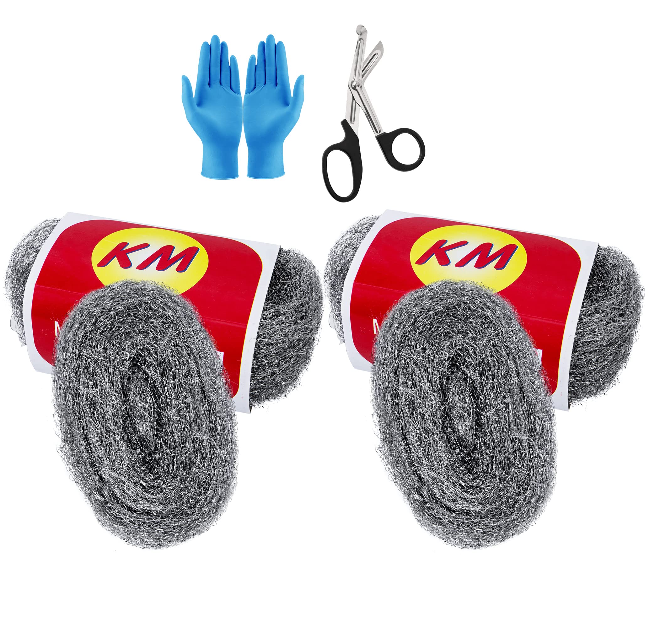 WanqueenSteel Wool Mice Control 4'' * 42' Total Rodent Control Fill Fabric, Steel Wool Pads Mouse Blocker Keep Mice Away from Holes Wall Cracks Gaps(4 Rolls)