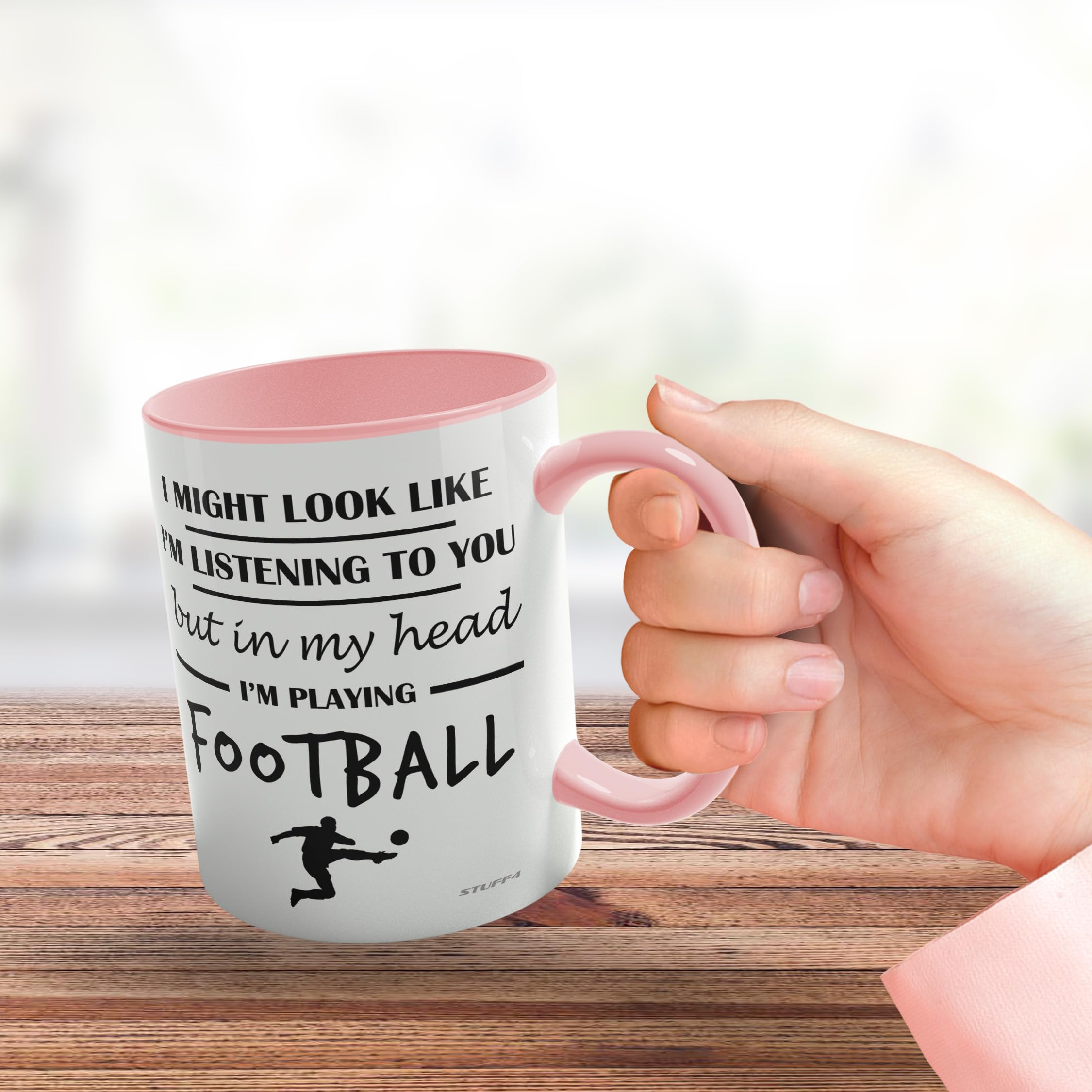 Stuff4 Football Gifts, in My Head I'm Playing Football Mug, Funny Gift for Footy Players Footie Lover Presents - Image 3