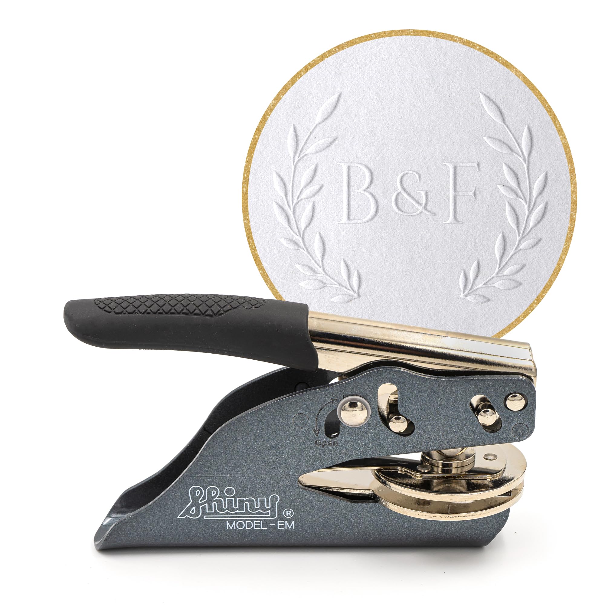 JUST REFINE® Personlised Embossing Stamp with Customisable Initials - Various Motifs (Novelle)