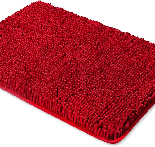 Miniatura 75 de Yeaban Alfombras de baño gris oscuro – Gruesas alfombras de baño de chenilla | Alfombras de baño absorbentes y lavables antideslizantes, alfombras