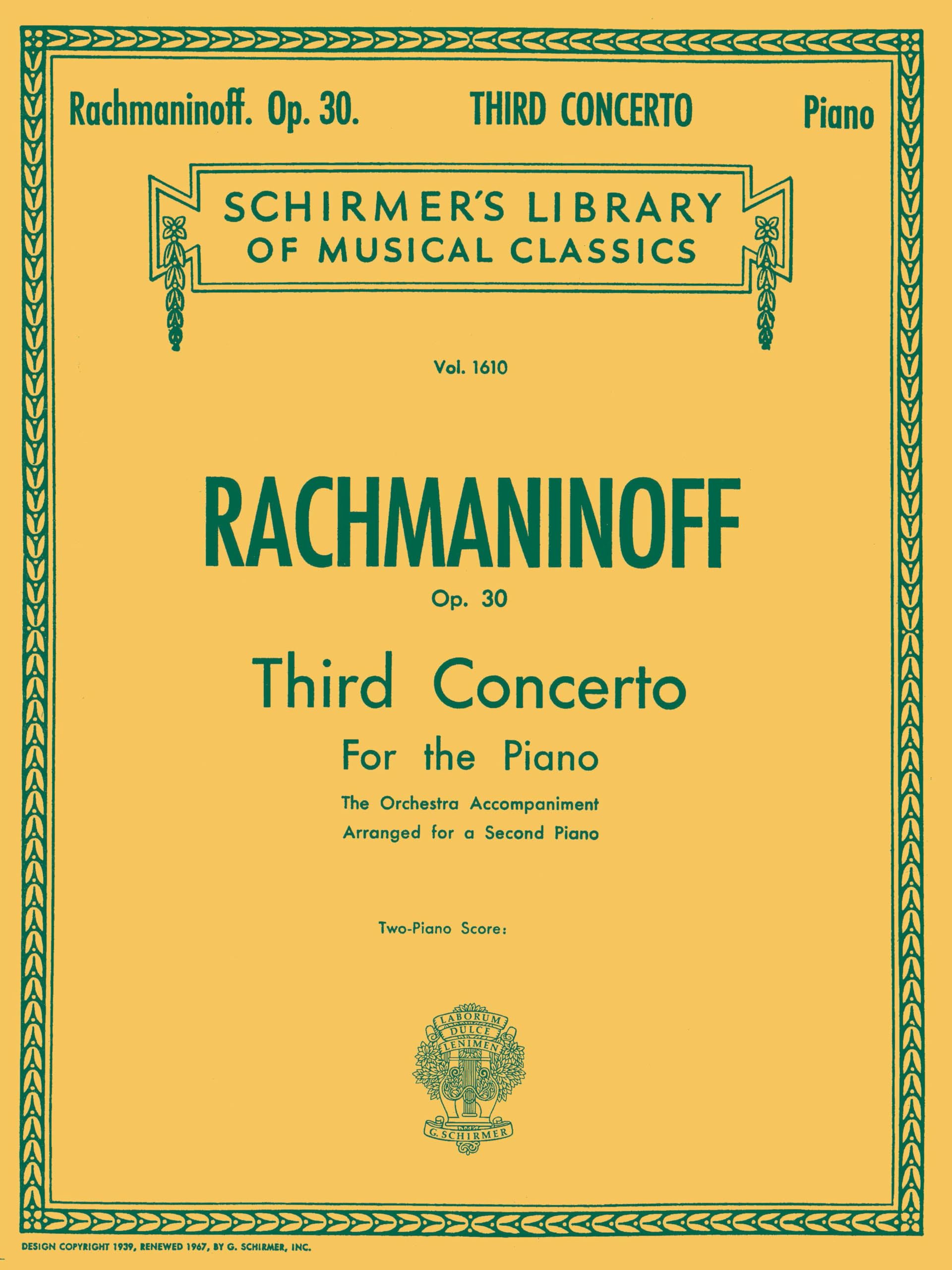 Sergei Rachmaninov Piano Concerto No.3 Op.30 (2 Piano Score) (Schirmer's Library of Musical Classics): Nfmc 2024-2028 Selection Schirmer Library of Classics Volume 1610 Piano Duet