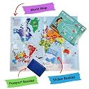 CocoMoco Kids Return Gifts for Kids Birthday (Pack of 20) – Passport Activity Kit with World Map, Countries & Flags | Educational Pretend Play Toy for Boys & Girls Age 5–10 gallery image