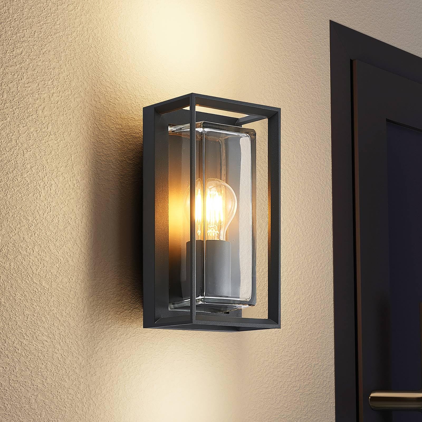Arcchio Wandlampe außen Aluminium Glas, Wandleuchte aussen Außenleuchte IP65 Außenlampe 1x E27 ohne Leuchtmittel Außenwandleuchten Garten