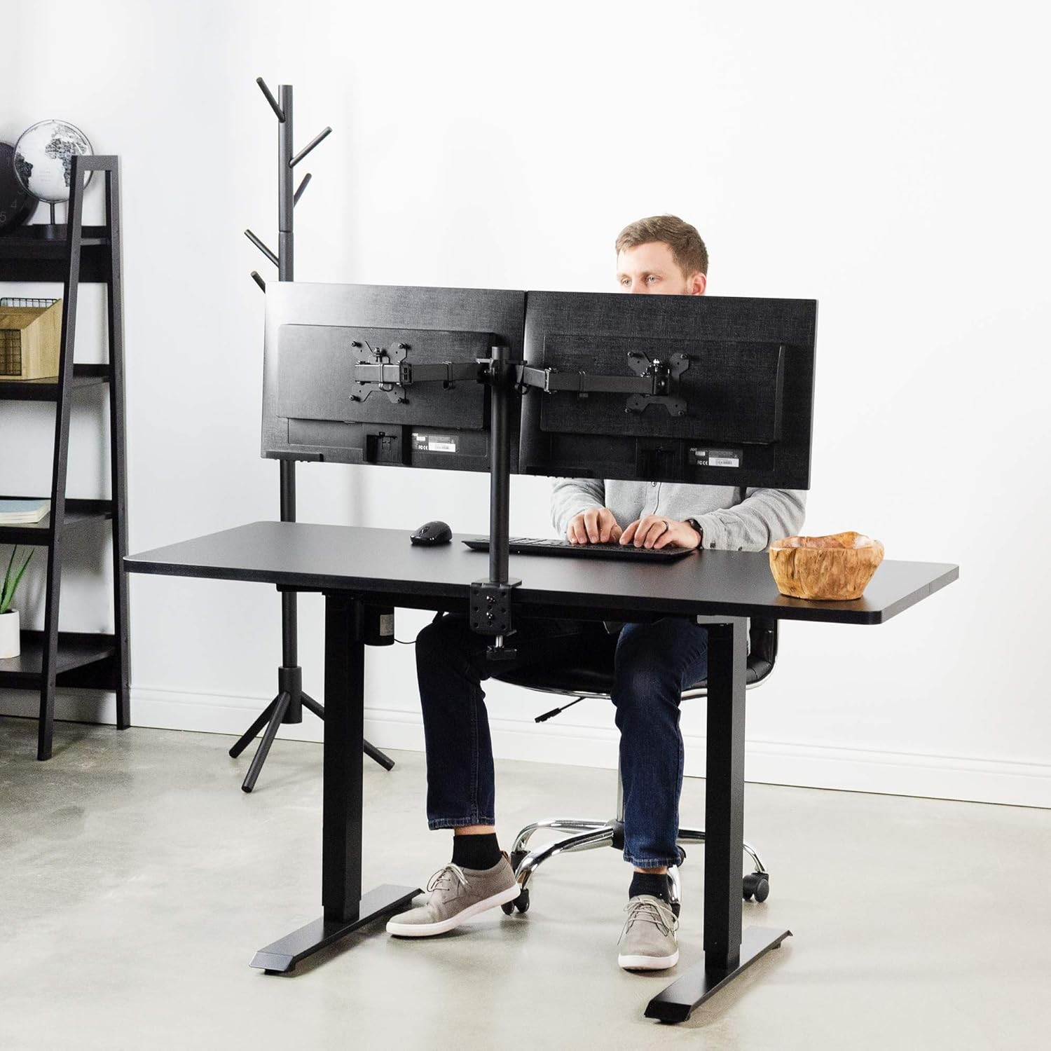 VIVO 60-inch Electric Height Adjustable 60 x 24 inch Stand Up Desk, Black Solid One-Piece Table Top, Black Frame Standing Workstation, Home & Office Furniture Sets, DESK-KIT-B06B : Office Products