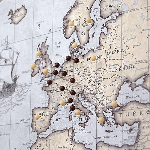 Miniatura 5 de Mapa de viaje del mundo Push Pin - Vintage rústico - Fabricado en Ohio, Estados Unidos