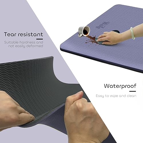 Miniatura 6 de Tapete de yoga antideslizante de TPE para mujeres y hombres, tapete de entrenamiento de doble cara de 72 x 24 pulgadas para gimnasio en casa,