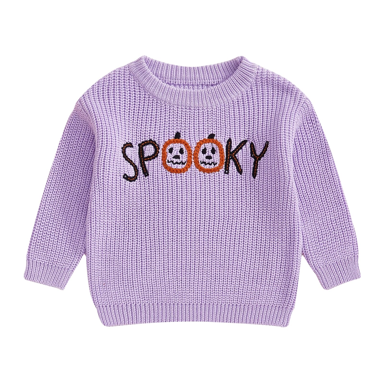 LSFYSZD Toddler Baby Girls Boys Halloween Pumpkin Sweaters Long Sleeve Crew Neck Winter Warm Knitwear Pullover Jumpers Top — view 250