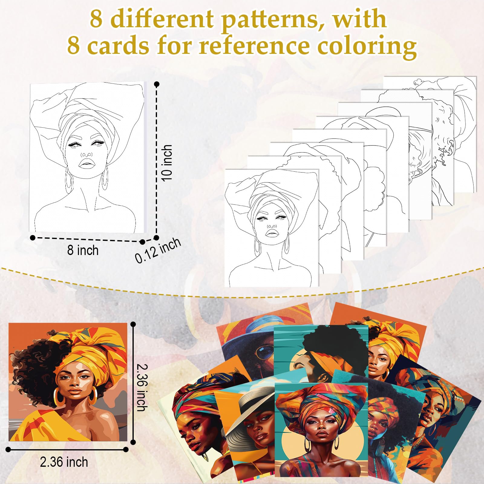 Cholemy Mal- und Trinkset für Erwachsene, 20,3 x 25,4 cm, vorgezeichnete Leinwand zum Malen, DIY, Afro-Acryl-Malset, Holzstaffelei-Pinsel, Datums-Nacht, Großpackung für Vatertag, Party, Geschenke