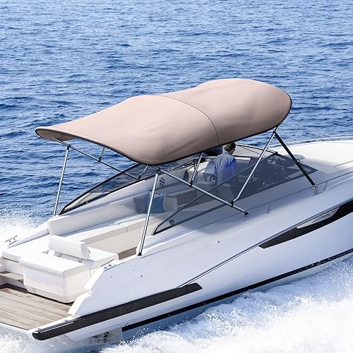 KING BIRD Toldo Superior de Barco Bimini de 3-4 Arcos Protección Solar Toldo de Barco Impermeable Marco de Aluminio Inoxidable de 1 Pulgada 46" de