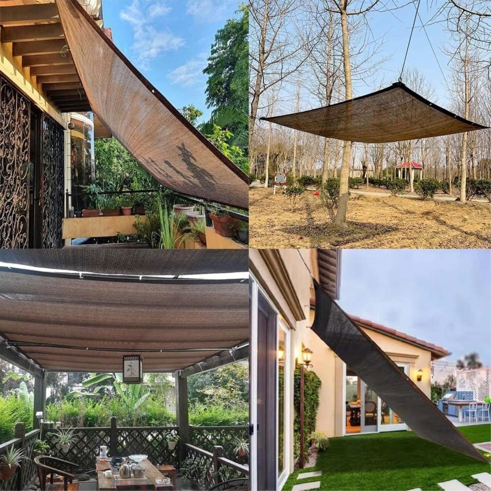 Tela de protección UV de alta calidad, 90 % de protección solar, red de jardín con ojales para pérgola, patio y plantas al aire libre, tela resistente (8 m x 8 m)